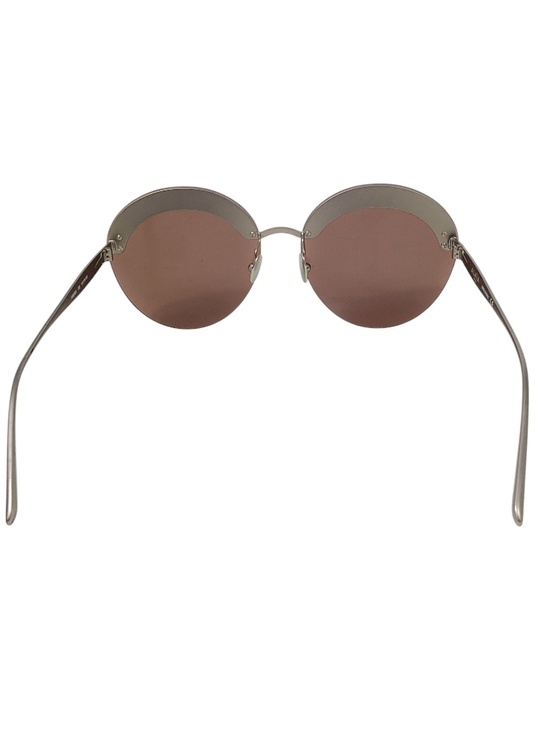 ALAIA BROWN / RUTHENIUM RIMLESS ROUND SUNGLASSES